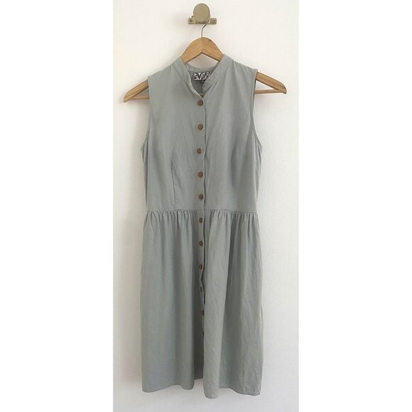 Dusen Dusen Sleeveless Button-Front Dress in Soft Teal (Size 6) - Picture 1 of 12